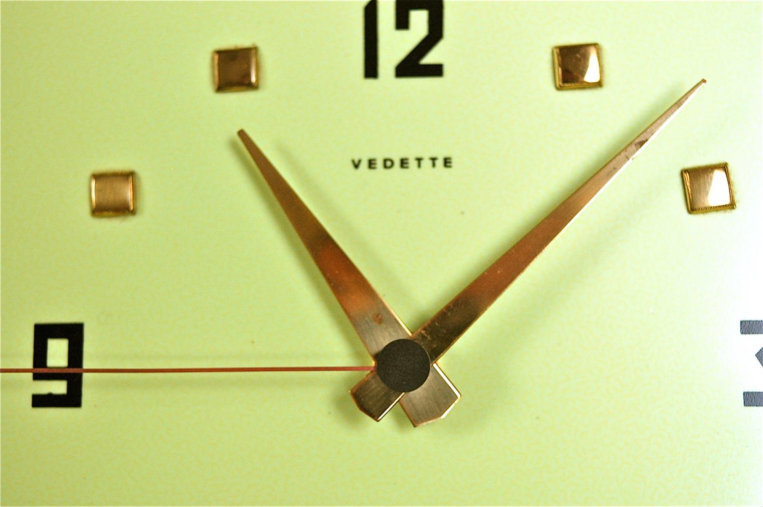 French Midcentury Formica Wall Clock by Vedette, France, 1950s