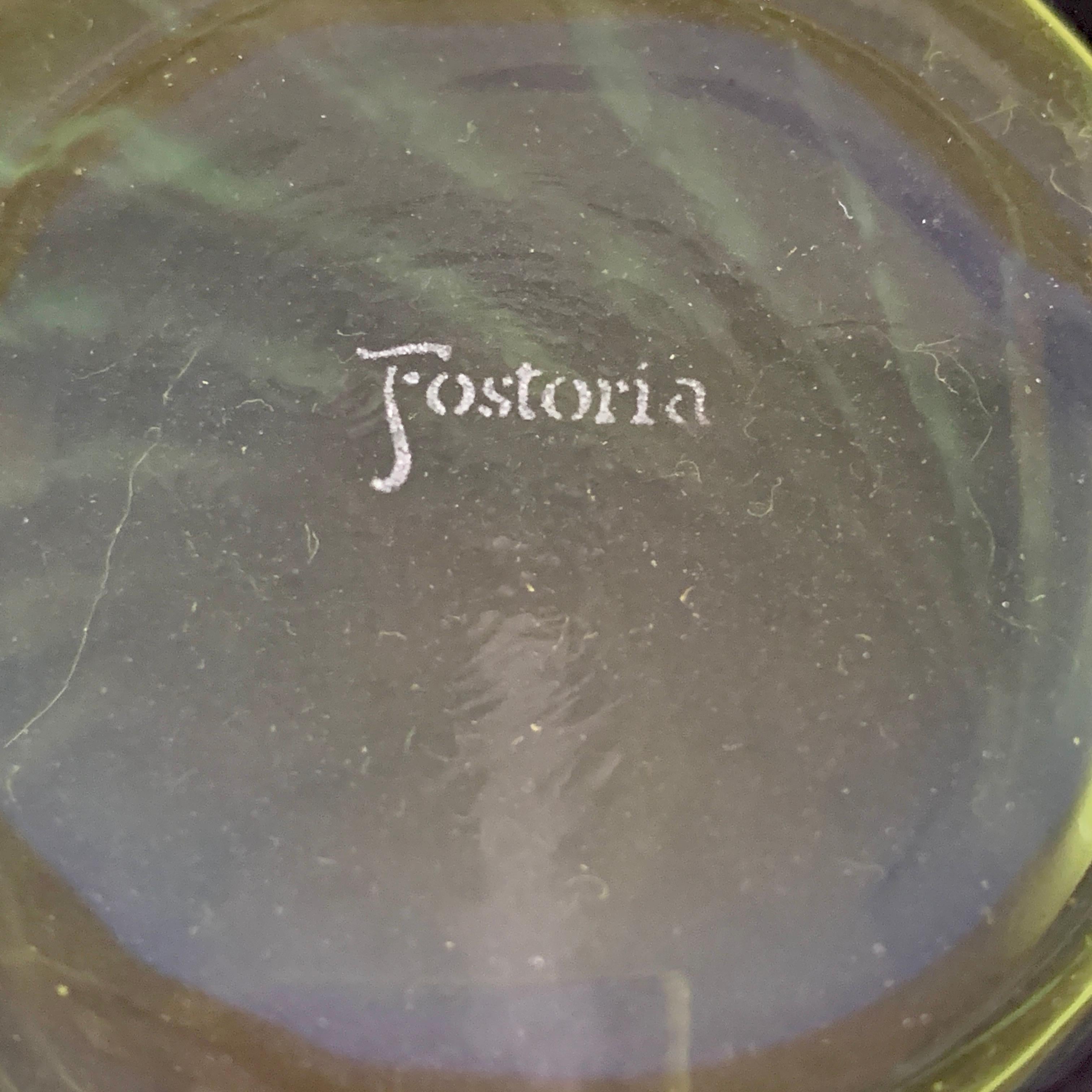 Mid-Century Fostoria Opalescent Swirl Moss Green Blown Highball Glasses, S/8 4