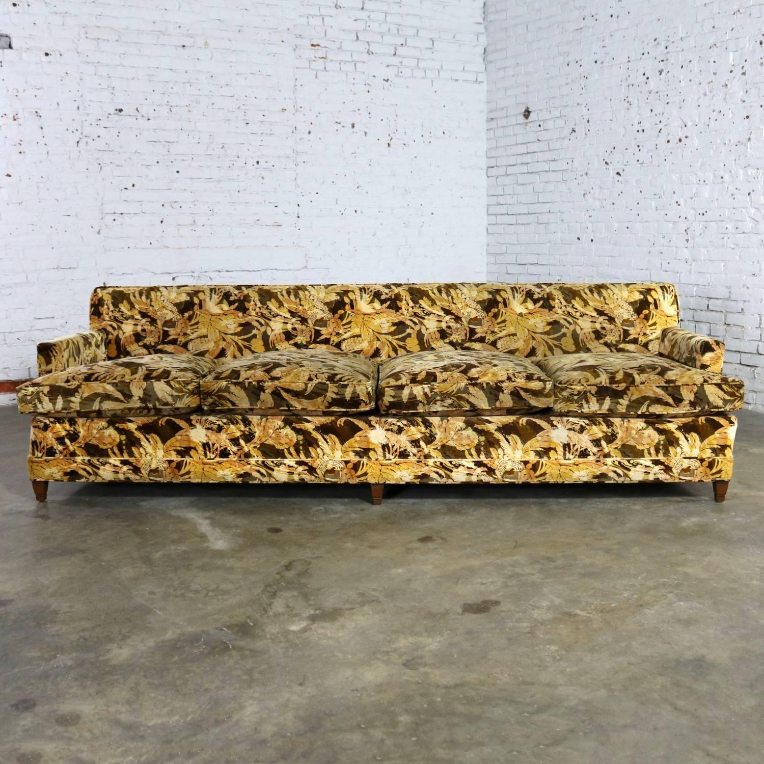 American Midcentury Four Cushion Lawson Sofa in Jack Lenor Larsen Style Velvet