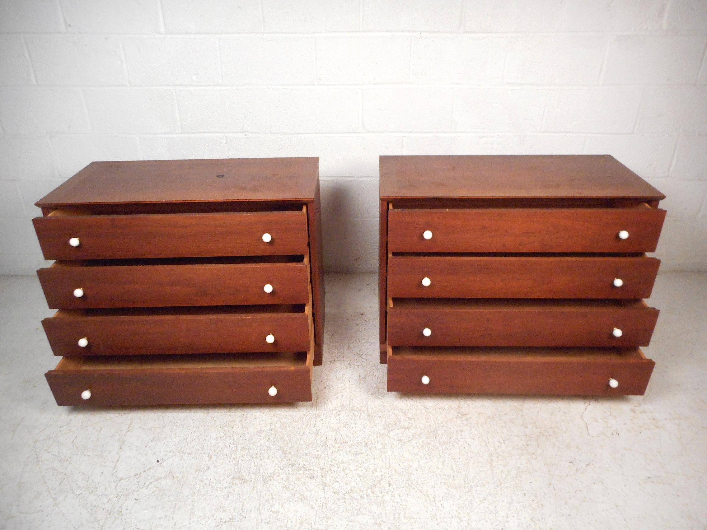 Mid-Century Modern Midcentury Four-Drawer Commodes, a Pair For Sale