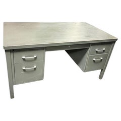 Mid-century Four Drawer Steel Tanker Desk by General Fireproofing