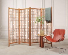 Mid-Century Four-Panel Teak Geometric Screen or Room Divider