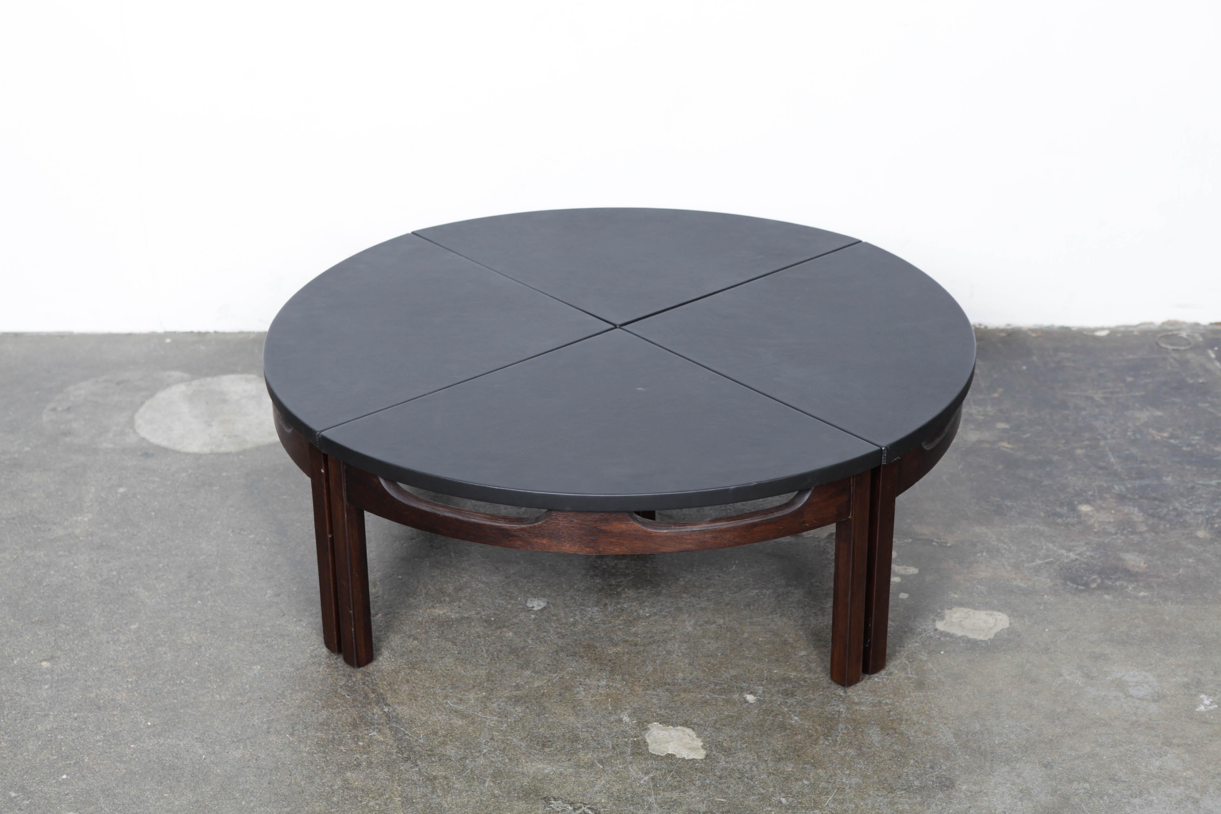 Midcentury Four-Piece Walnut and Leather Coffee Table USA, 1960s (amerikanisch)