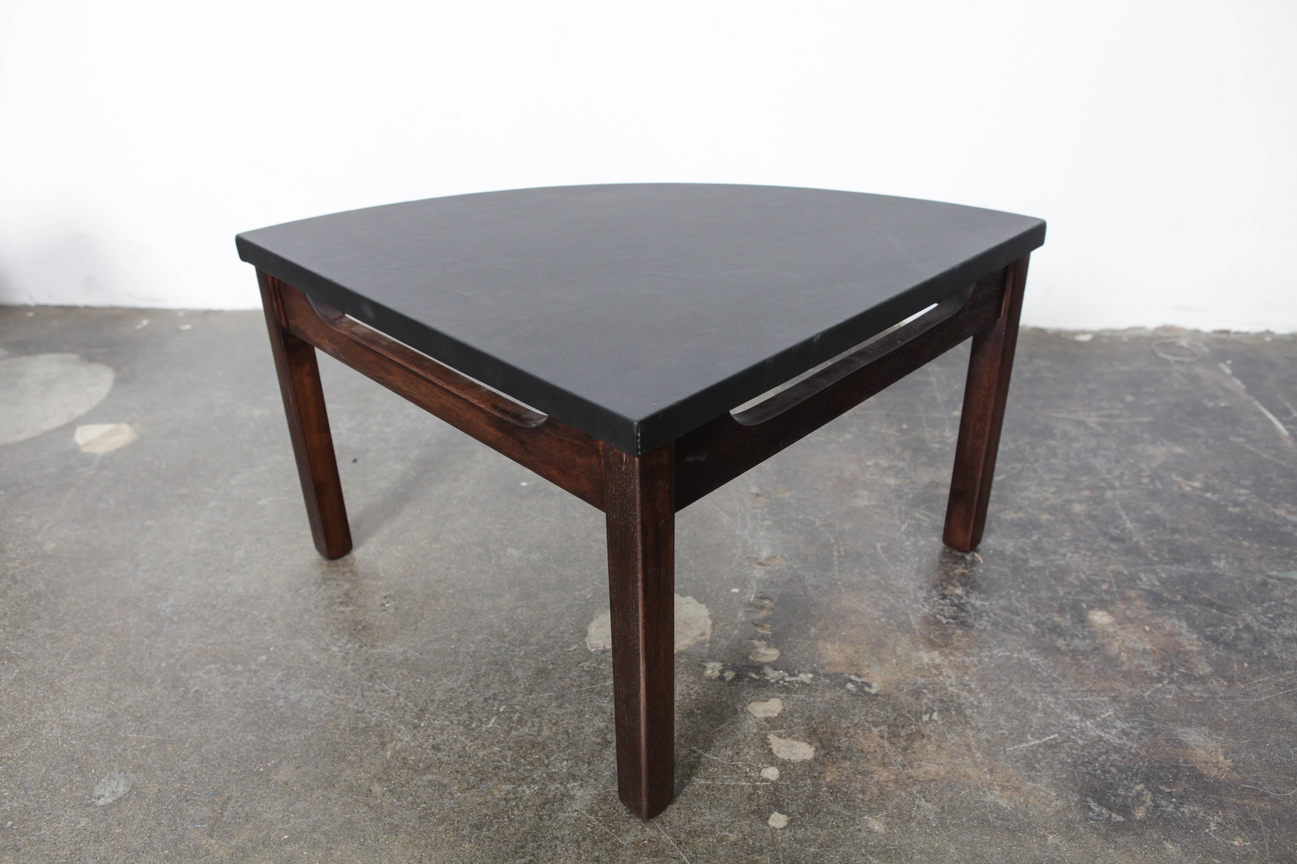 Midcentury Four-Piece Walnut and Leather Coffee Table USA, 1960s 1