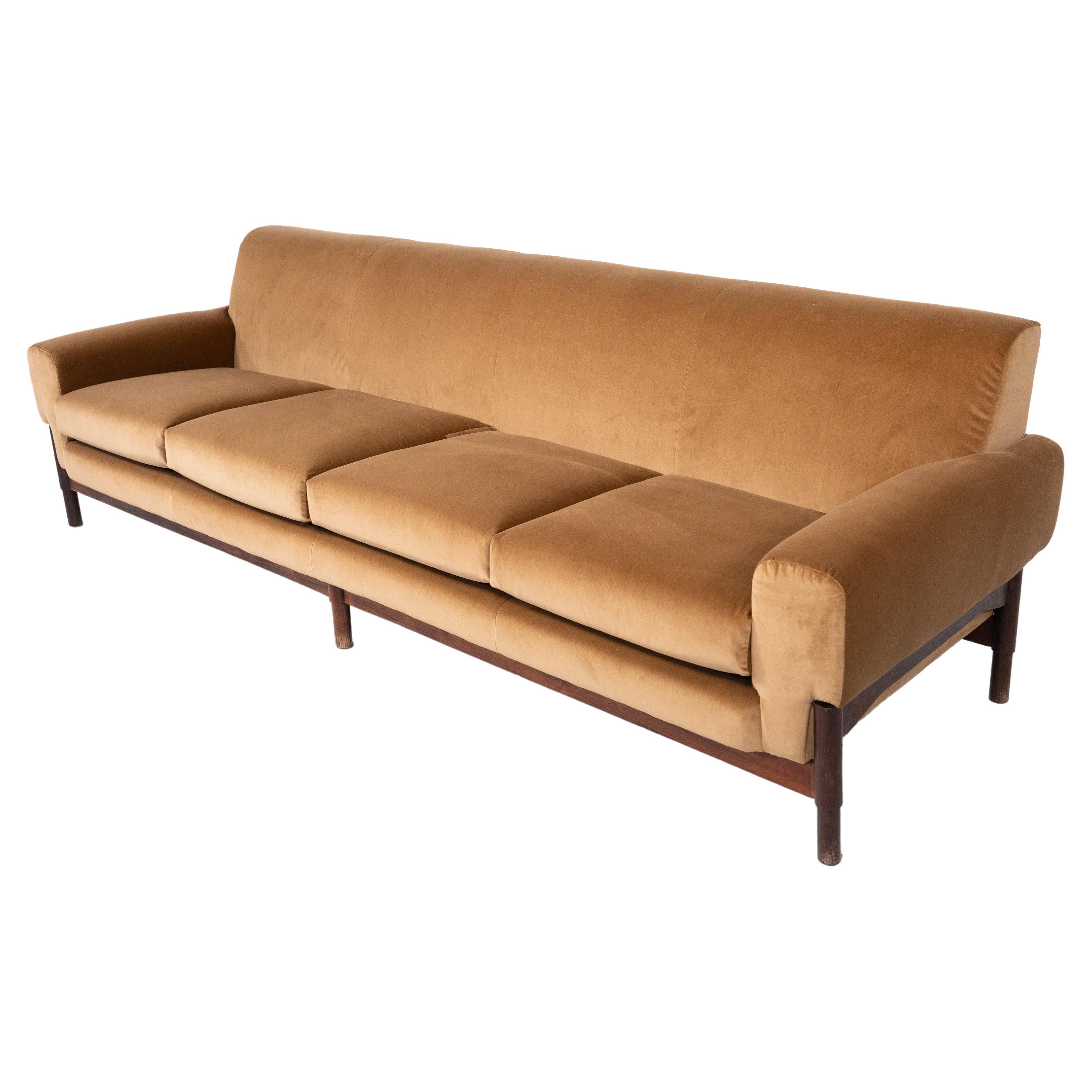 Mid-Century Four Seater Sofa by Saporiti, Italy, 1960s - New Upholstery For Sale