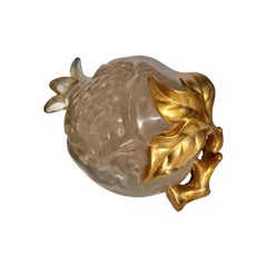 Midcentury Fractured Lucite and Gilt Pomegranate Fruit Sculpture