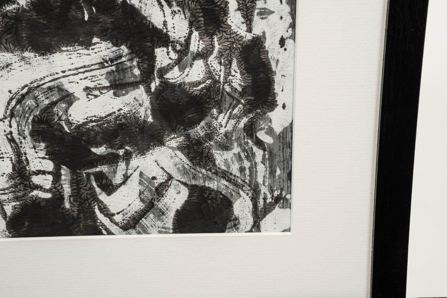 Gerahmte abstrakte Acrylkunst im Drip-Stil aus der Mitte des Jahrhunderts im Zustand „Gut“ im Angebot in Houston, TX
