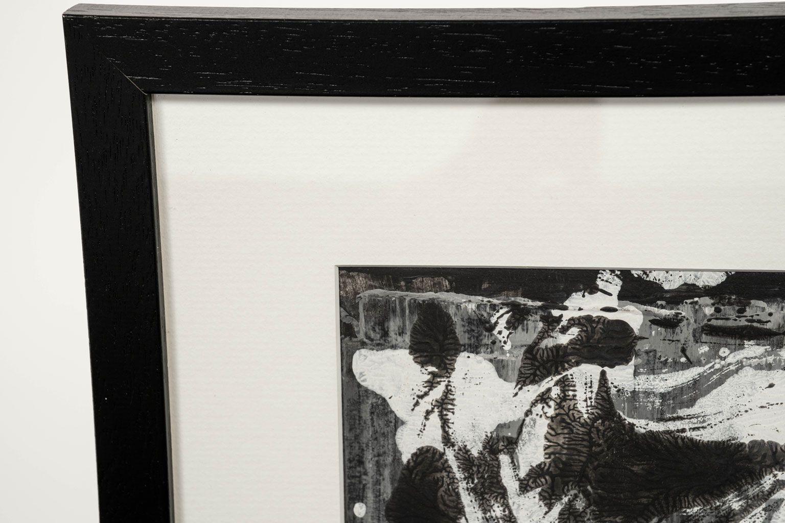 Gerahmte abstrakte Acrylkunst im Drip-Stil aus der Mitte des Jahrhunderts (Metall) im Angebot