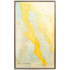 Mid-Century Framed "Baja California" Map, c.1967