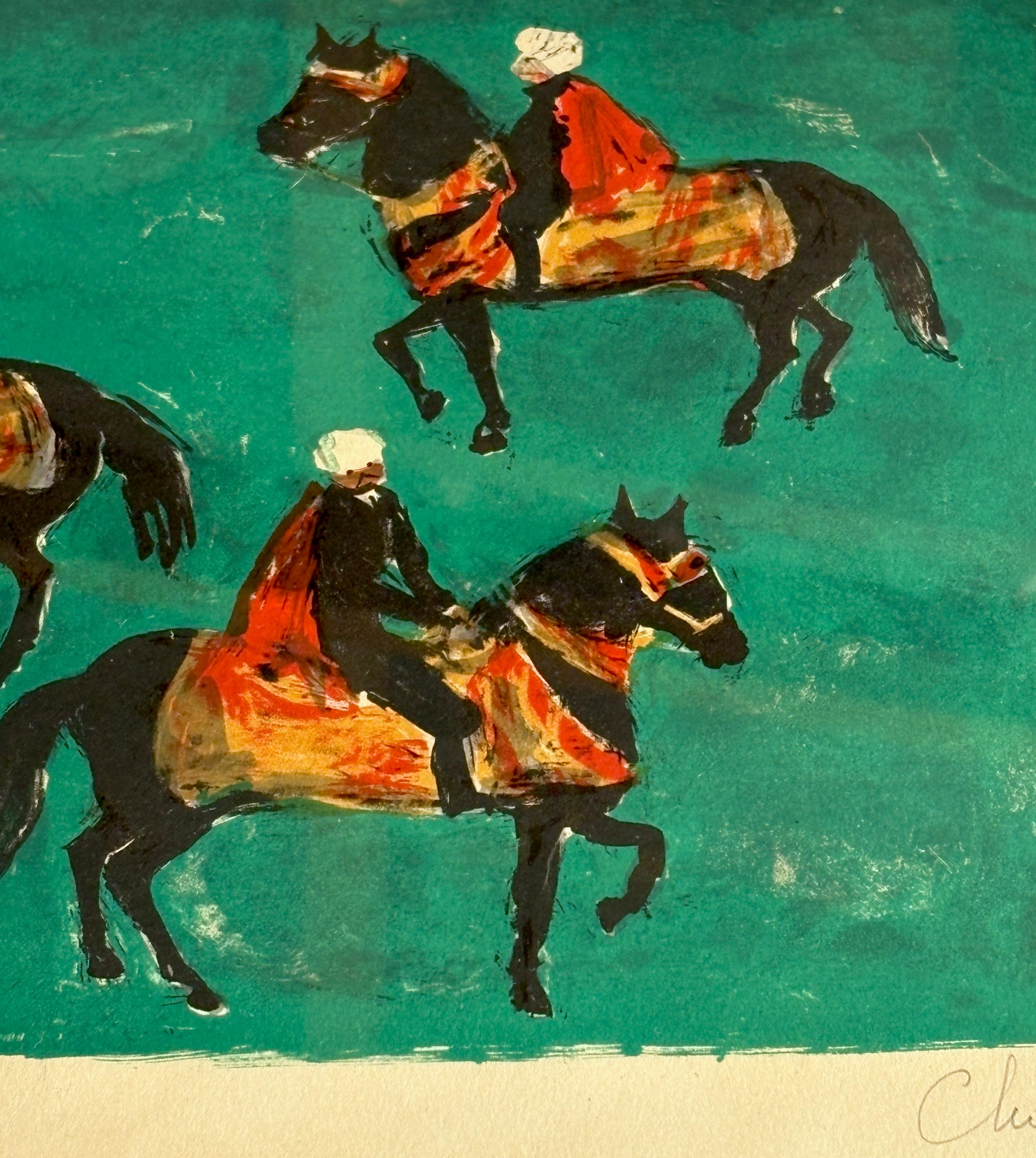 European Mid-Century Framed Lithograph by French Artist N. Chabrier Signed and Numbered For Sale