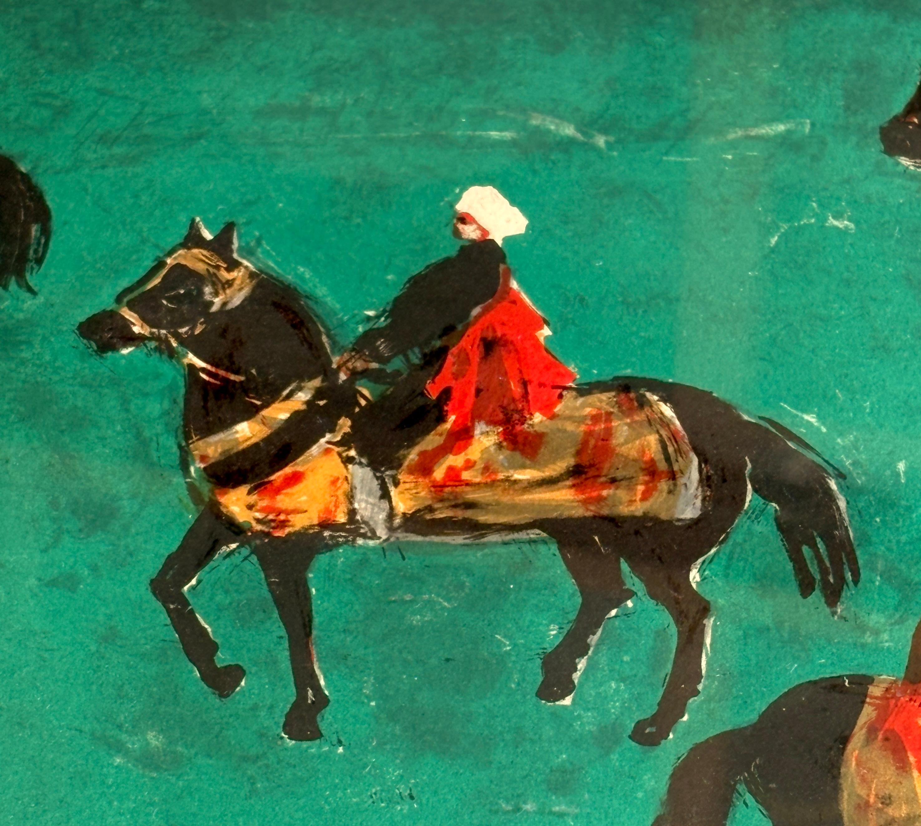 Glass Mid-Century Framed Lithograph by French Artist N. Chabrier Signed and Numbered For Sale
