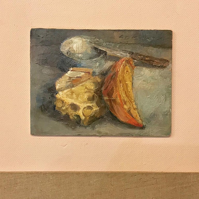 Expressionist Midcentury Framed Montage of 9 Small Oil Culinary Still Life Paintings For Sale