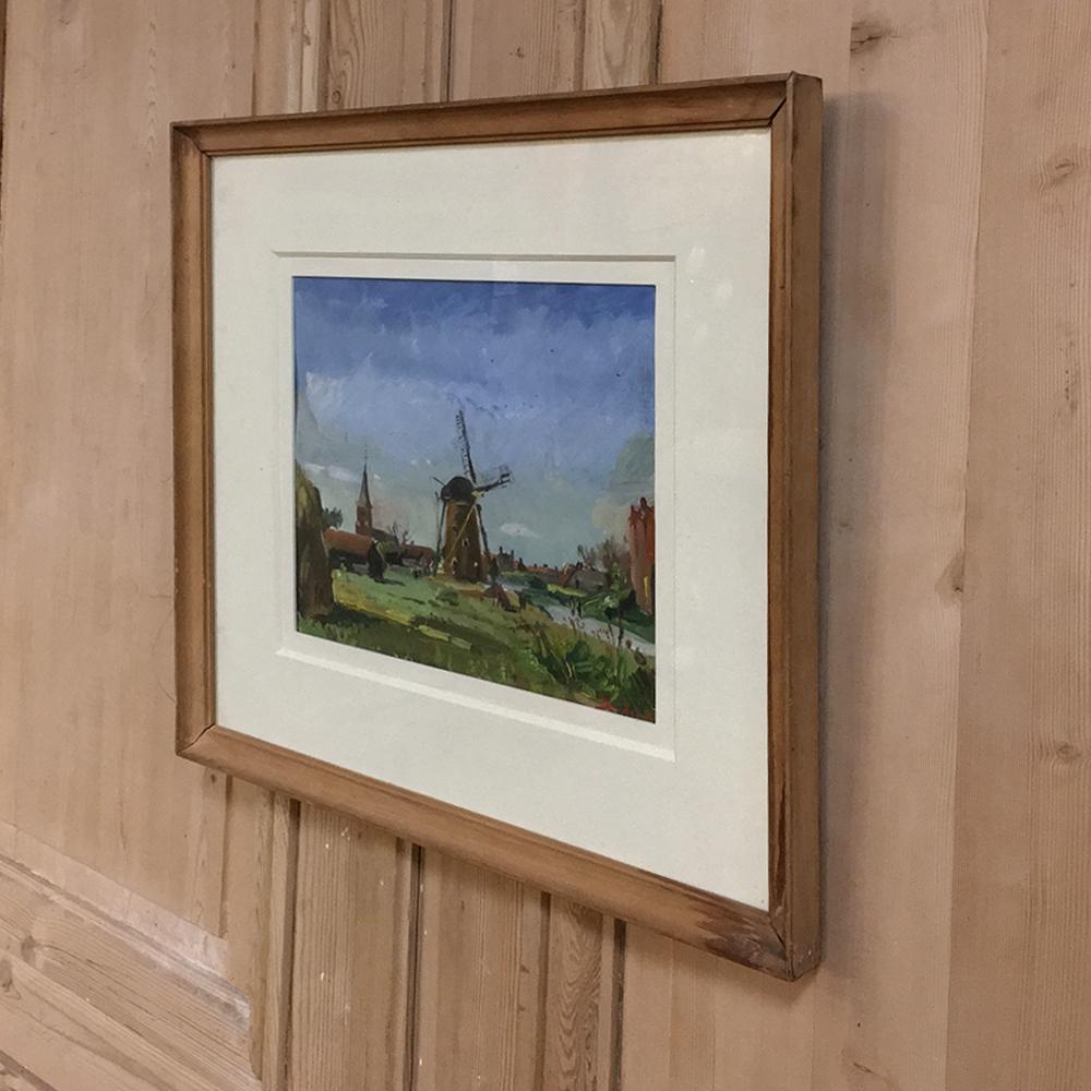 Expressionist Midcentury Framed Oil Painting on Board by Joseph Tilleux '1896-1978' For Sale