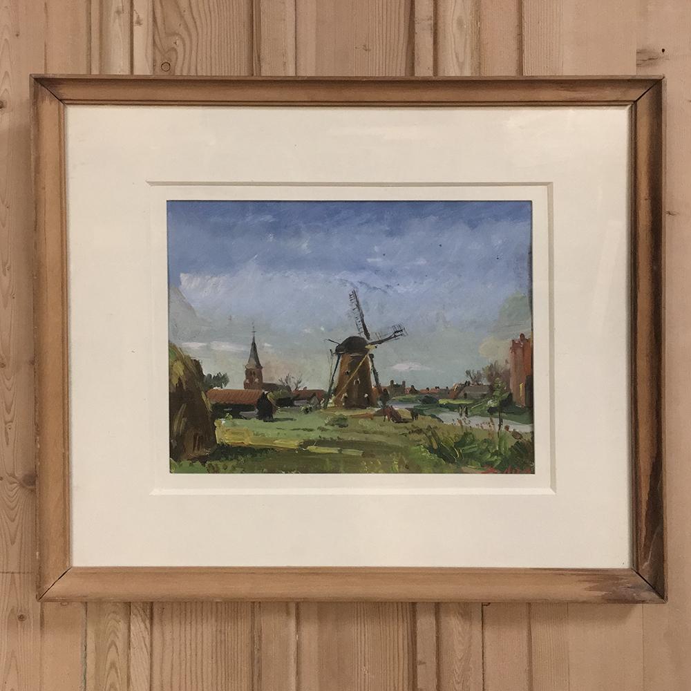 Belgian Midcentury Framed Oil Painting on Board by Joseph Tilleux '1896-1978' For Sale