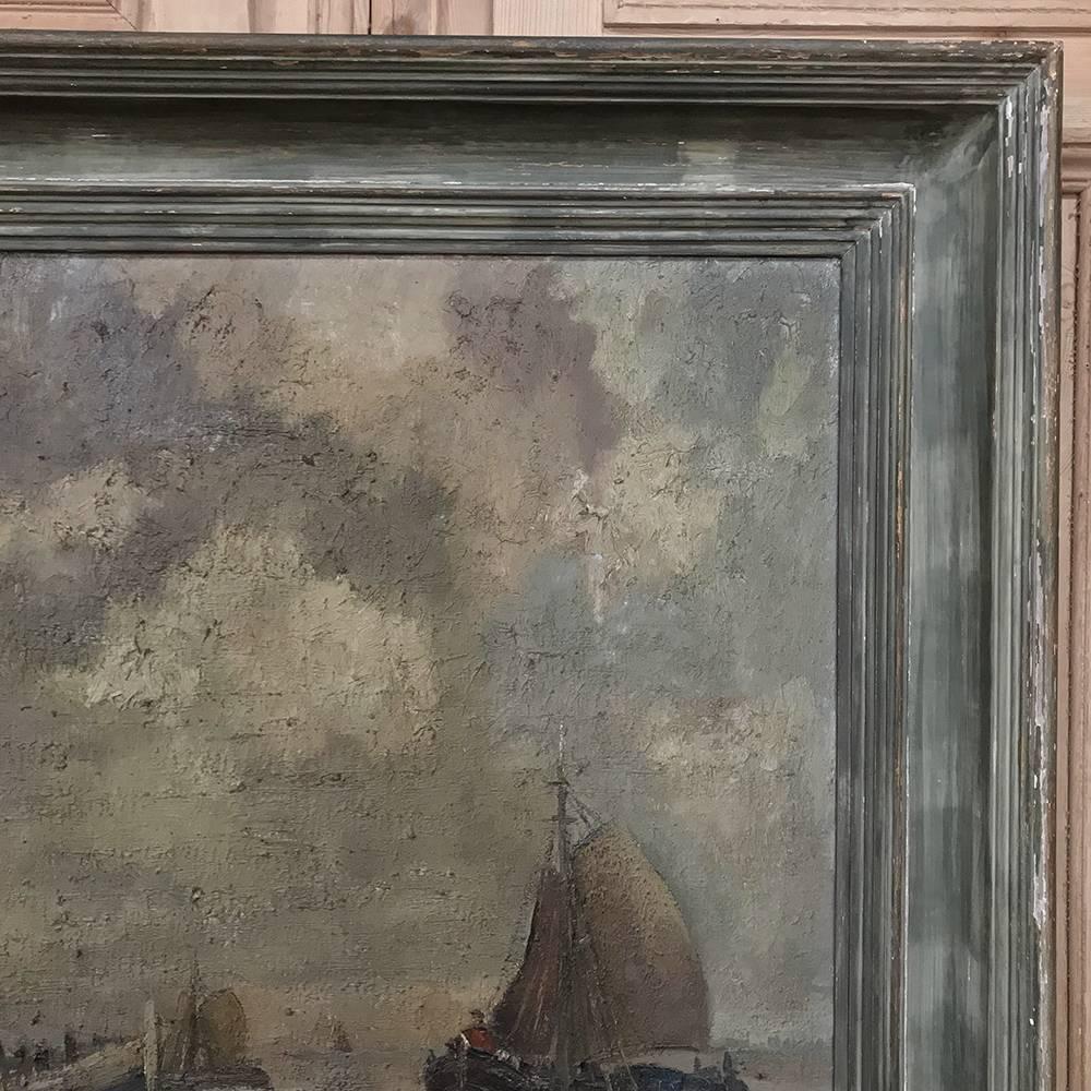 Belgian Midcentury Framed Oil Painting on Canvas by Hubert De Vries