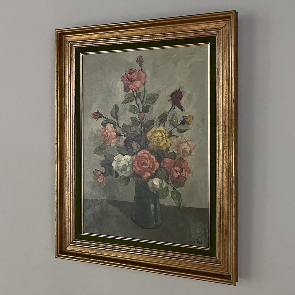 Greek Mid-Century Framed Oil Painting on Canvas by Kairis