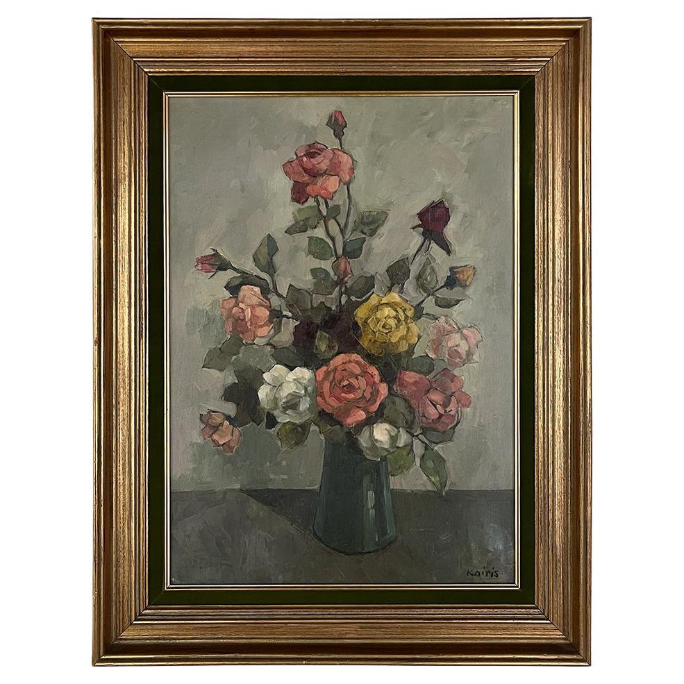 Mid-Century Framed Oil Painting on Canvas by Kairis For Sale