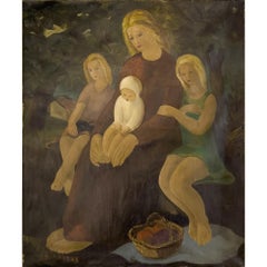 Mid-Century Framed Oil Painting on Canvas by Marcel Dumont, Dated 1943