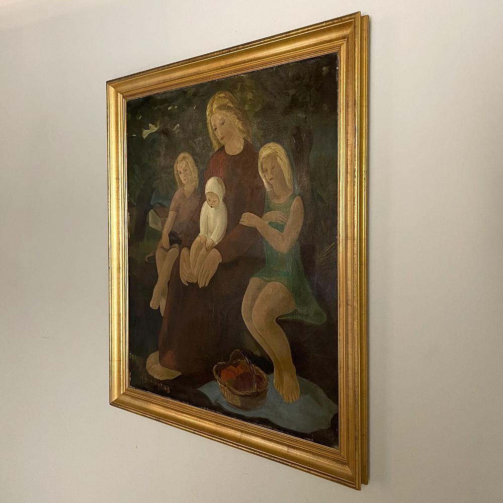 Expressionist Mid-Century Framed Oil Painting on Canvas by Marcel Dumont, Dated 1943 For Sale