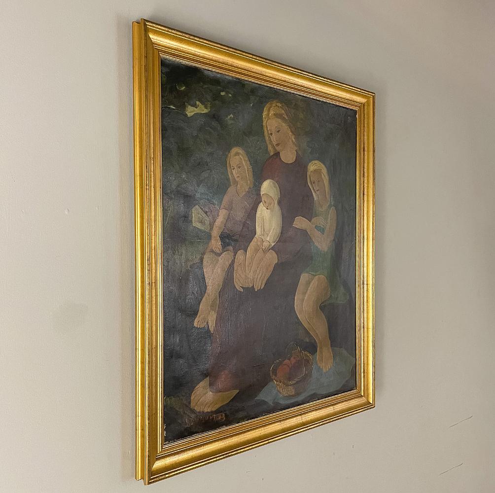 Belgian Mid-Century Framed Oil Painting on Canvas by Marcel Dumont, Dated 1943 For Sale