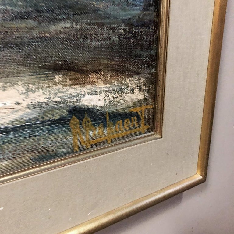 Midcentury Framed Oil Painting on Canvas by R. Bekaert For Sale at 1stdibs