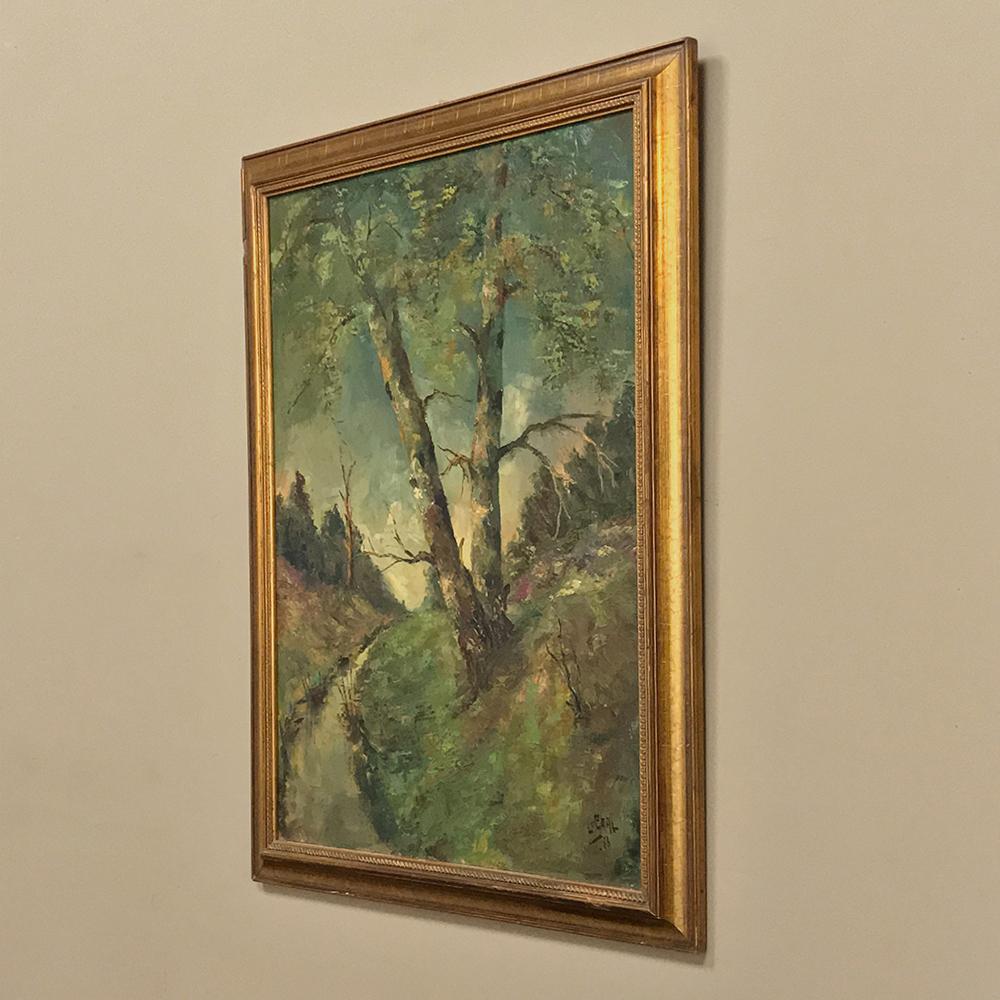 Mid-Century Modern Mid-Century Framed Oil Painting on Canvas For Sale