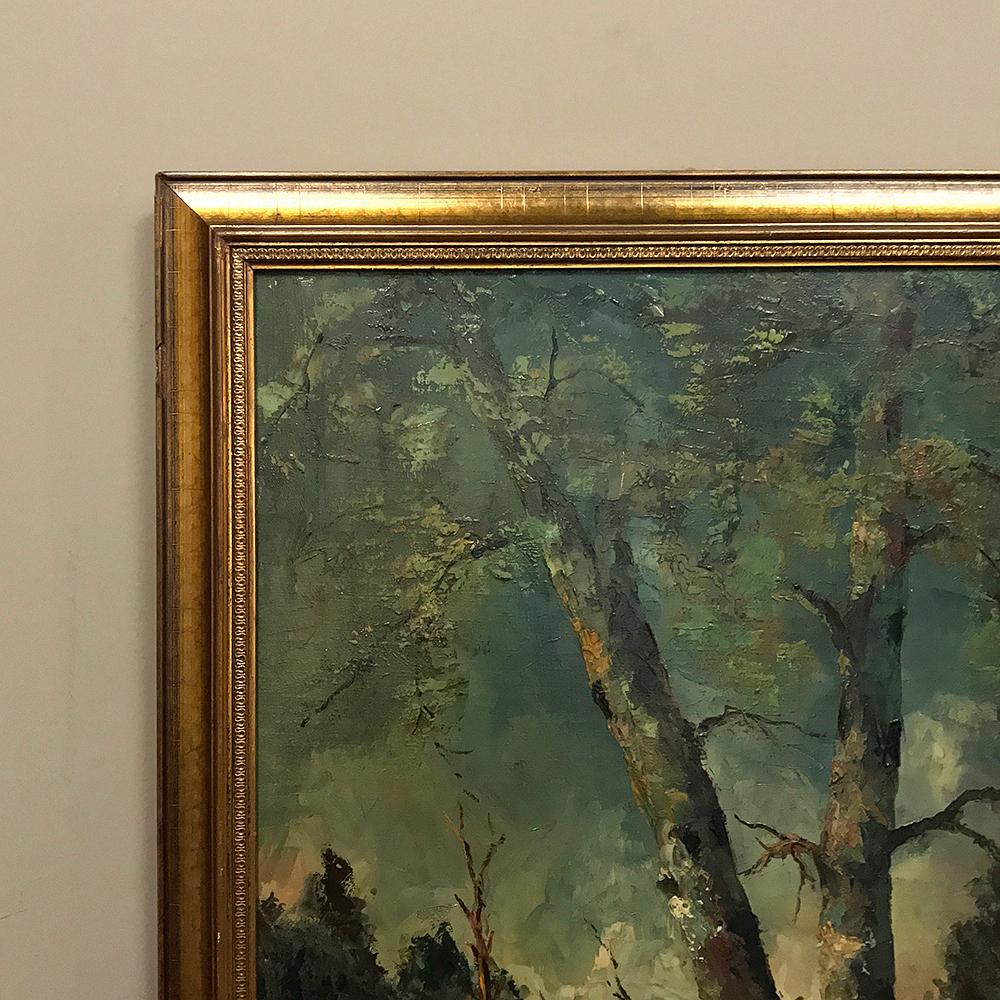 Mid-20th Century Mid-Century Framed Oil Painting on Canvas For Sale