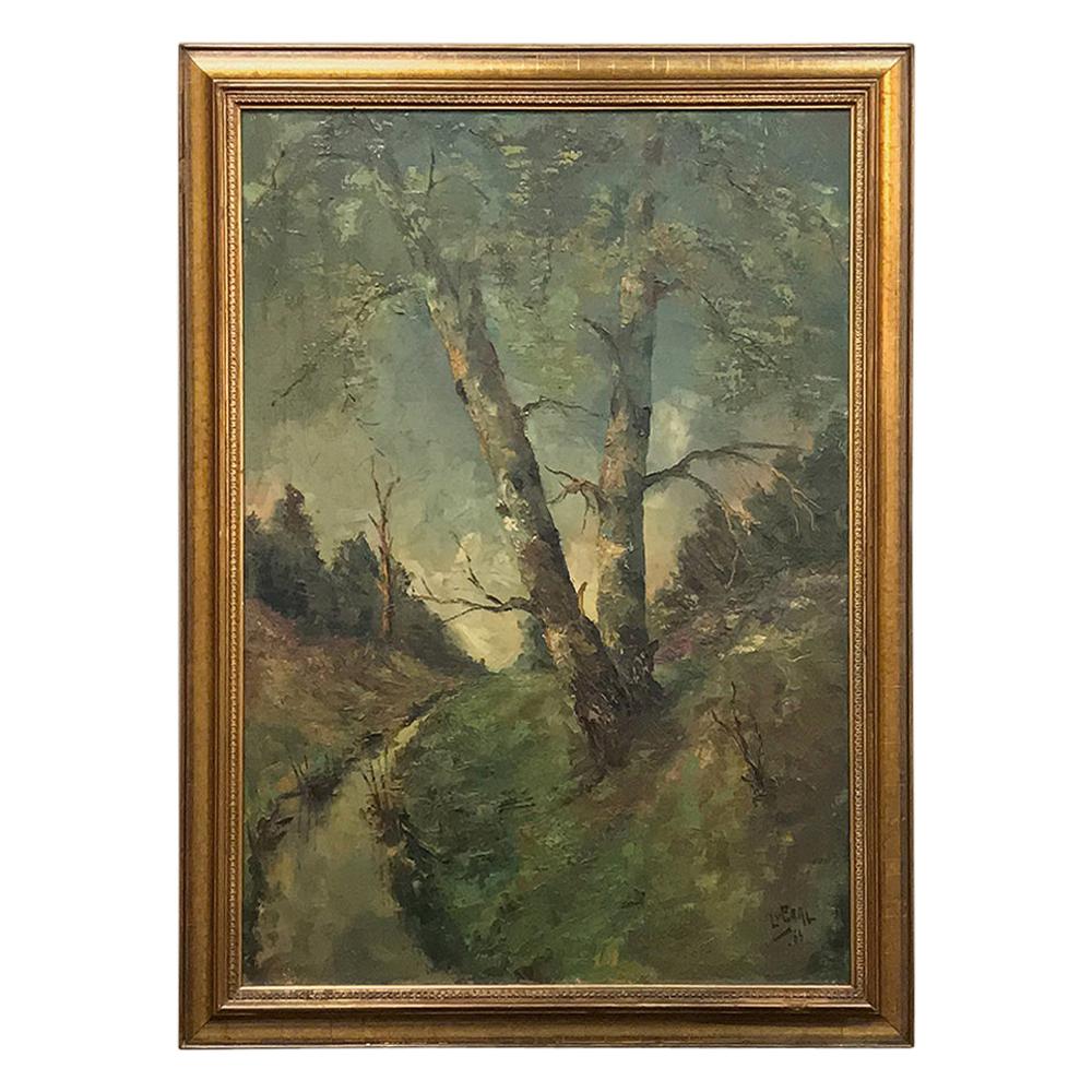 Mid-Century Framed Oil Painting on Canvas For Sale