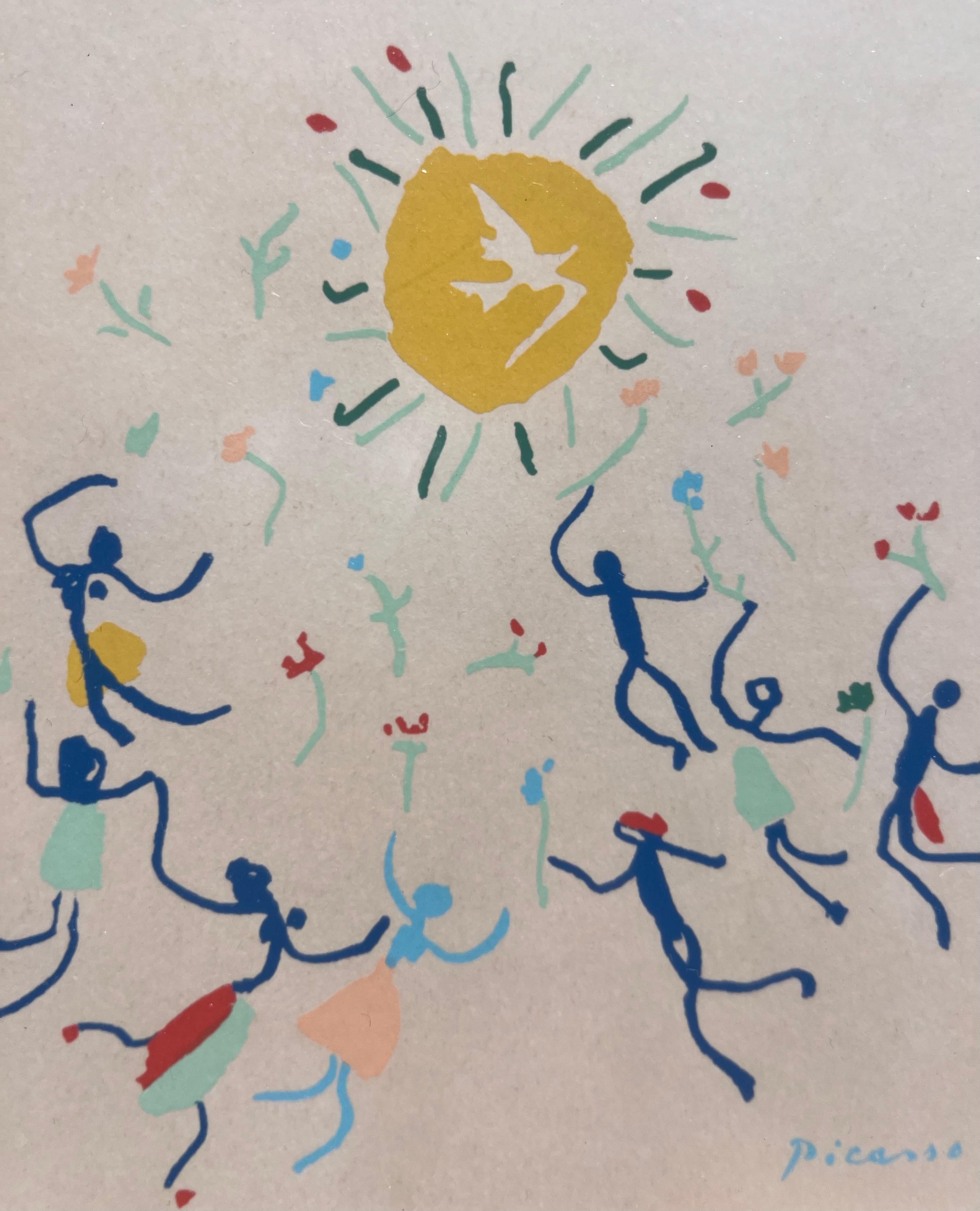 Gerahmter Picasso-Druck Homage to the Sun aus der Mitte des Jahrhunderts, 20. Jahrhunderts im Zustand „Gut“ im Angebot in View Park, CA