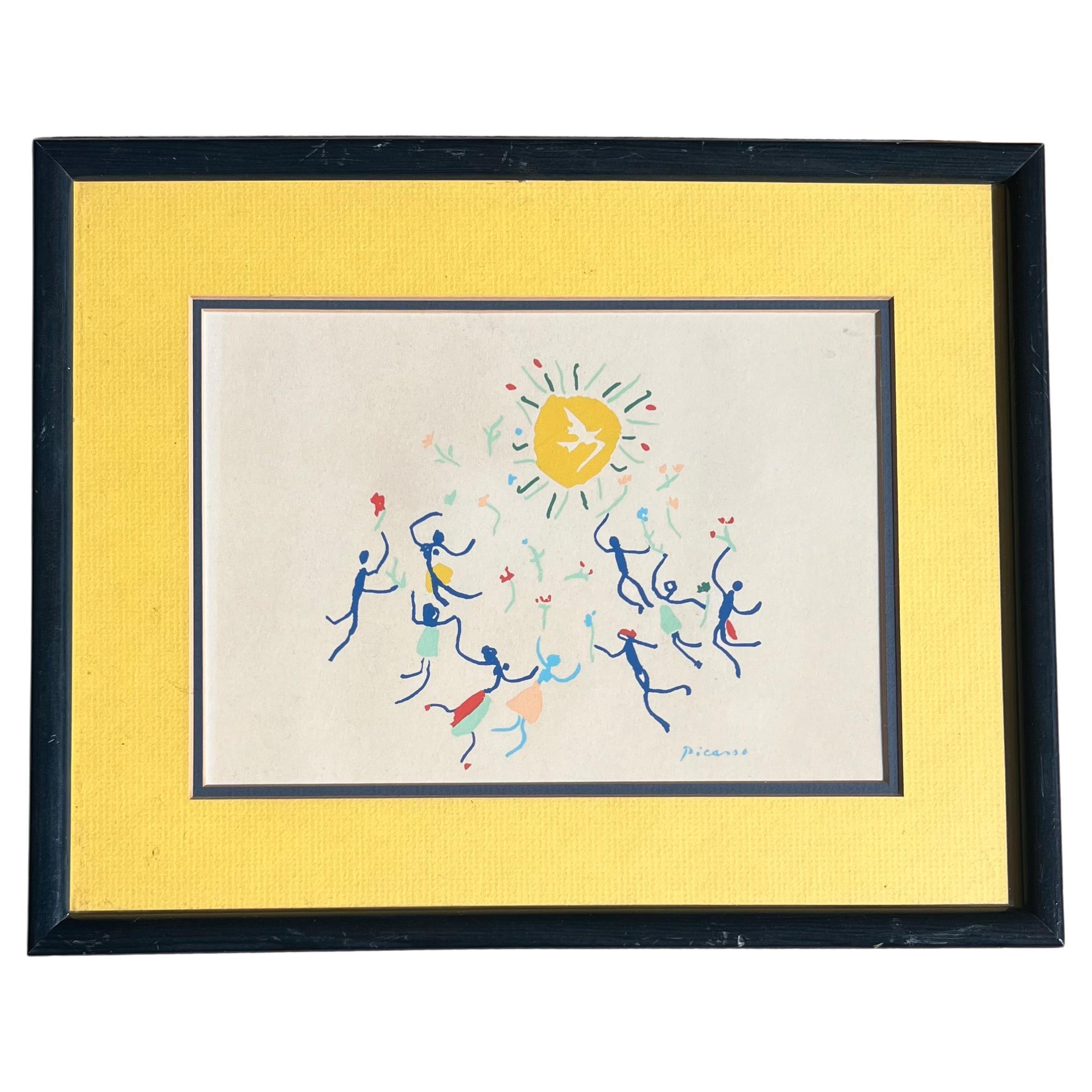 Mid century framed Picasso print “Homage to the Sun”, 20th century