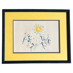 Mid century framed Picasso print “Homage to the Sun”, 20th century