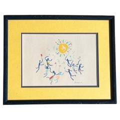 Mid century framed Picasso print “Homage to the Sun”, 20th century