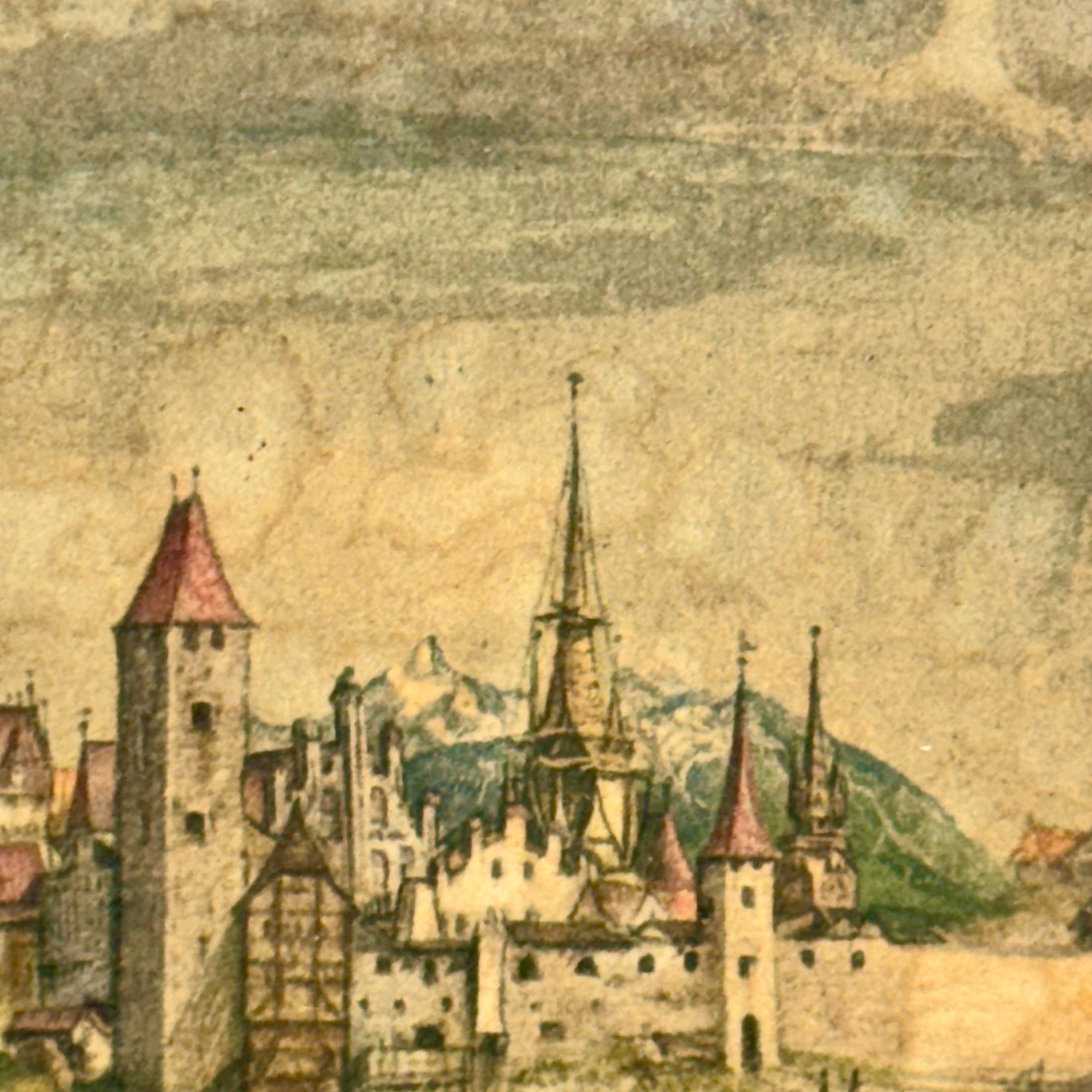 Mid-Century Framed Print of View of Innsbruck from Artist Durer For Sale 2