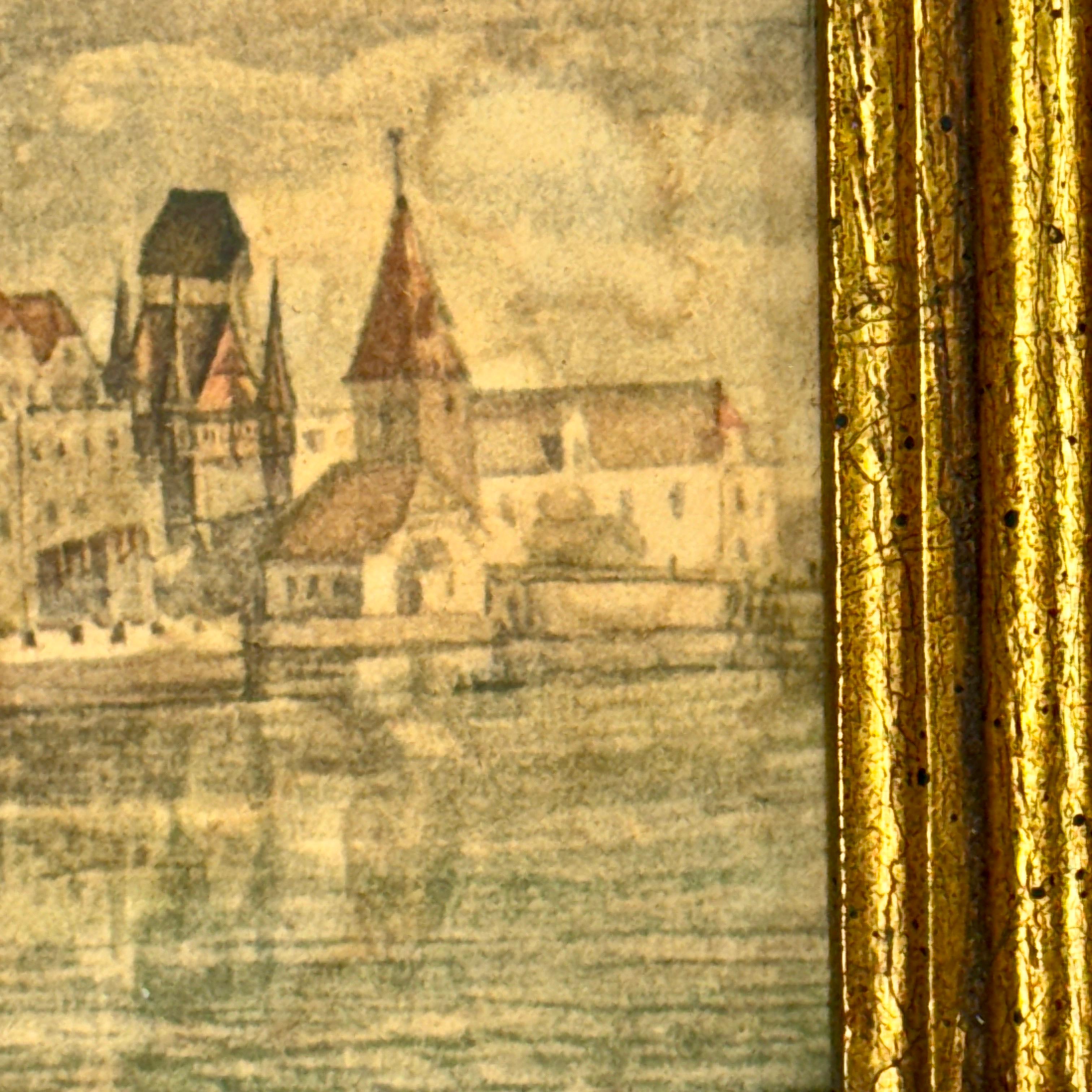 Mid-Century Framed Print of View of Innsbruck from Artist Durer For Sale 5