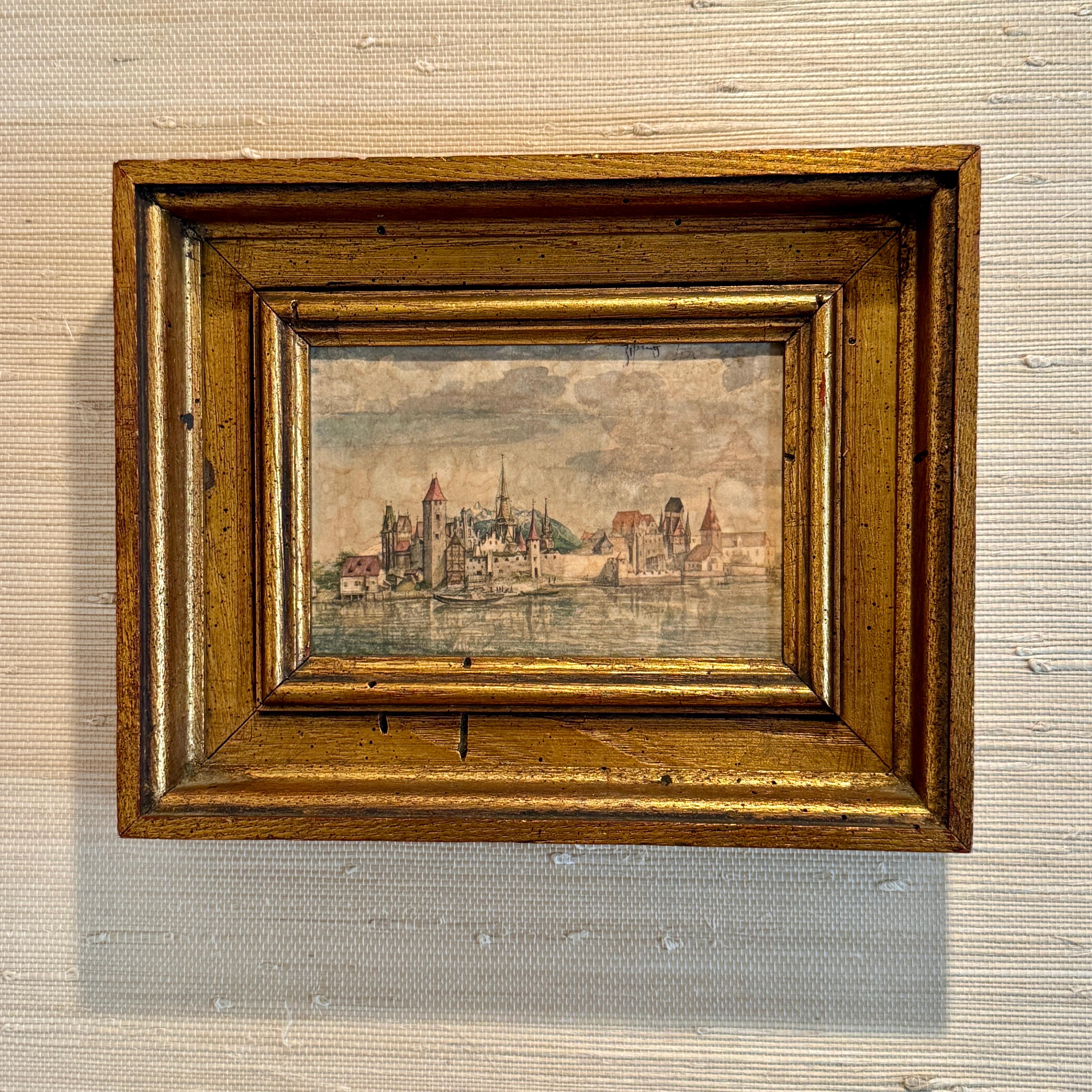 20th Century Mid-Century Framed Print of View of Innsbruck from Artist Durer For Sale