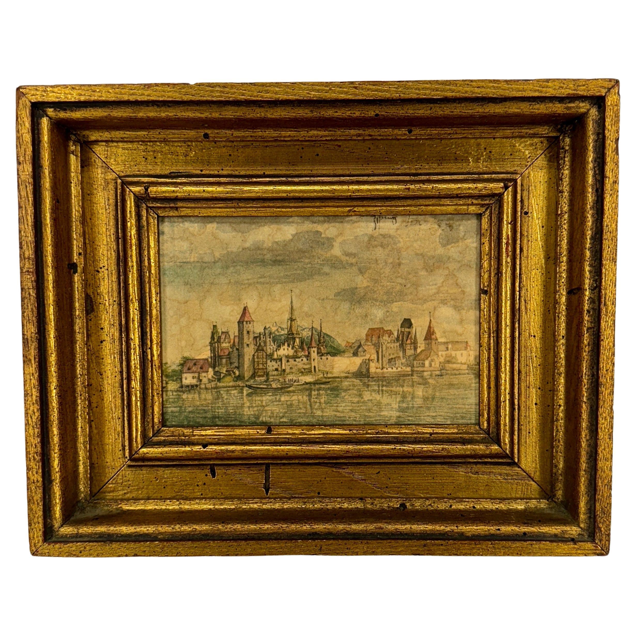 Mid-Century Framed Print of View of Innsbruck from Artist Durer For Sale