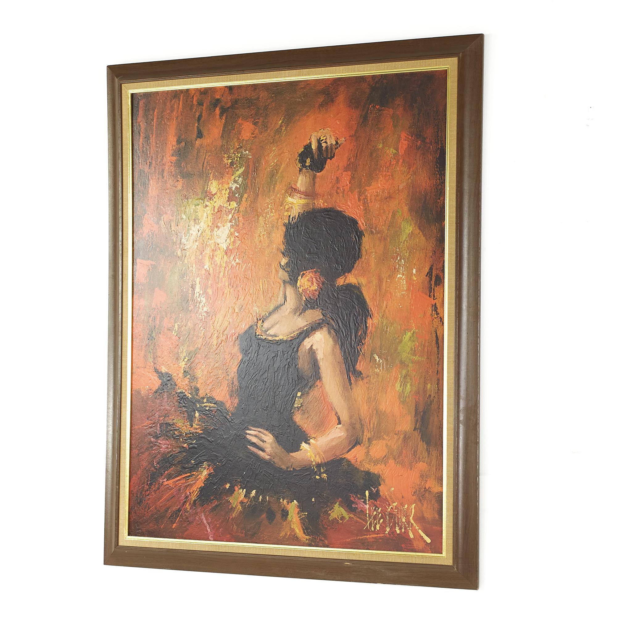 American Mid Century Framed Print of Woman Dancing For Sale