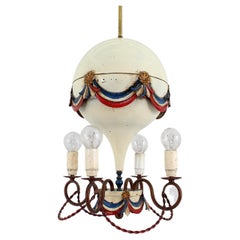 Vintage Mid-Century France Air Ballon Ceiling Lamp made of Hand Painted Metal France 50s