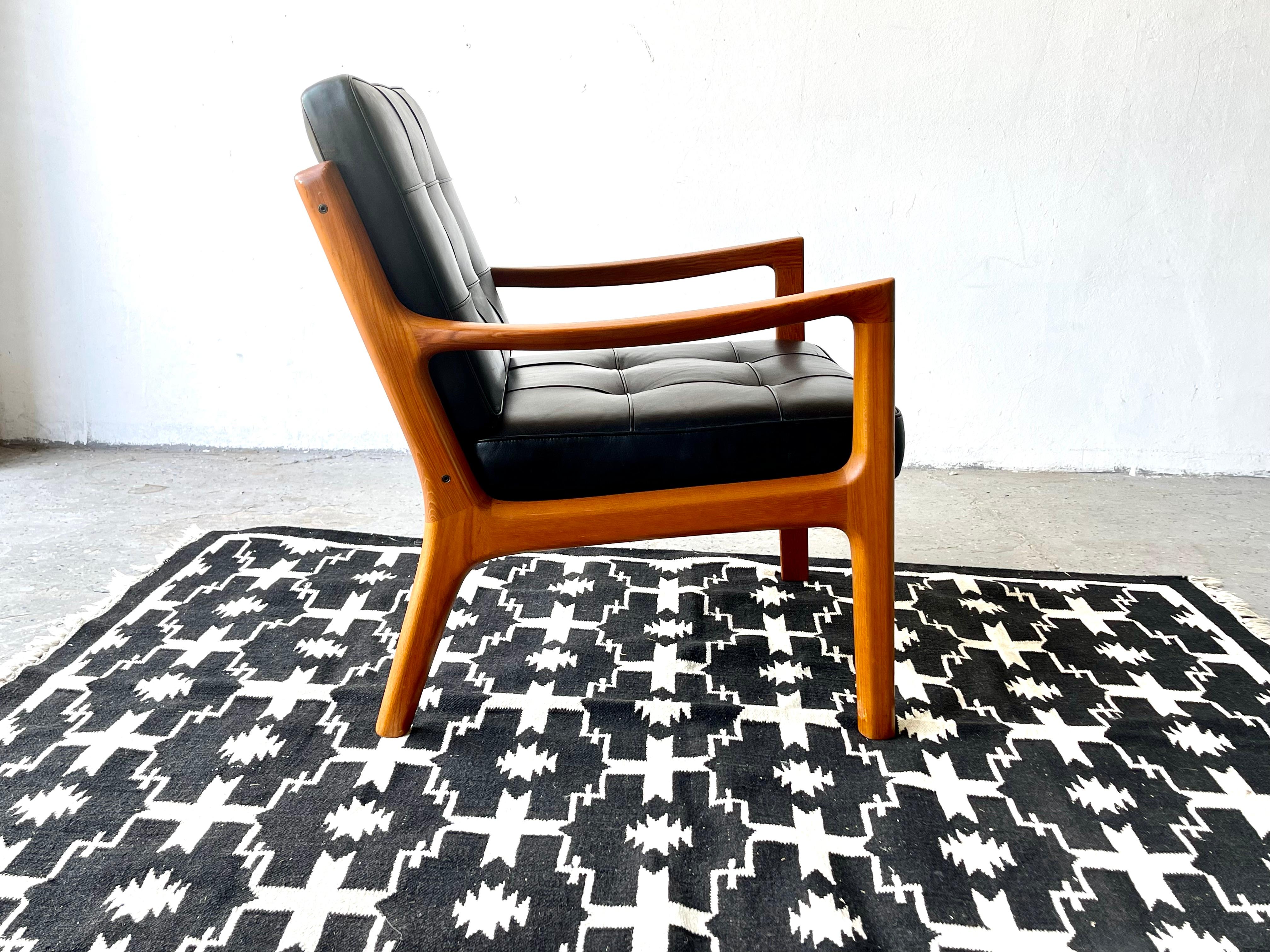 Mid-20th Century Mid Century France & Son Teak & Oxhide Leather lounge Chair Model 116 / Senator
