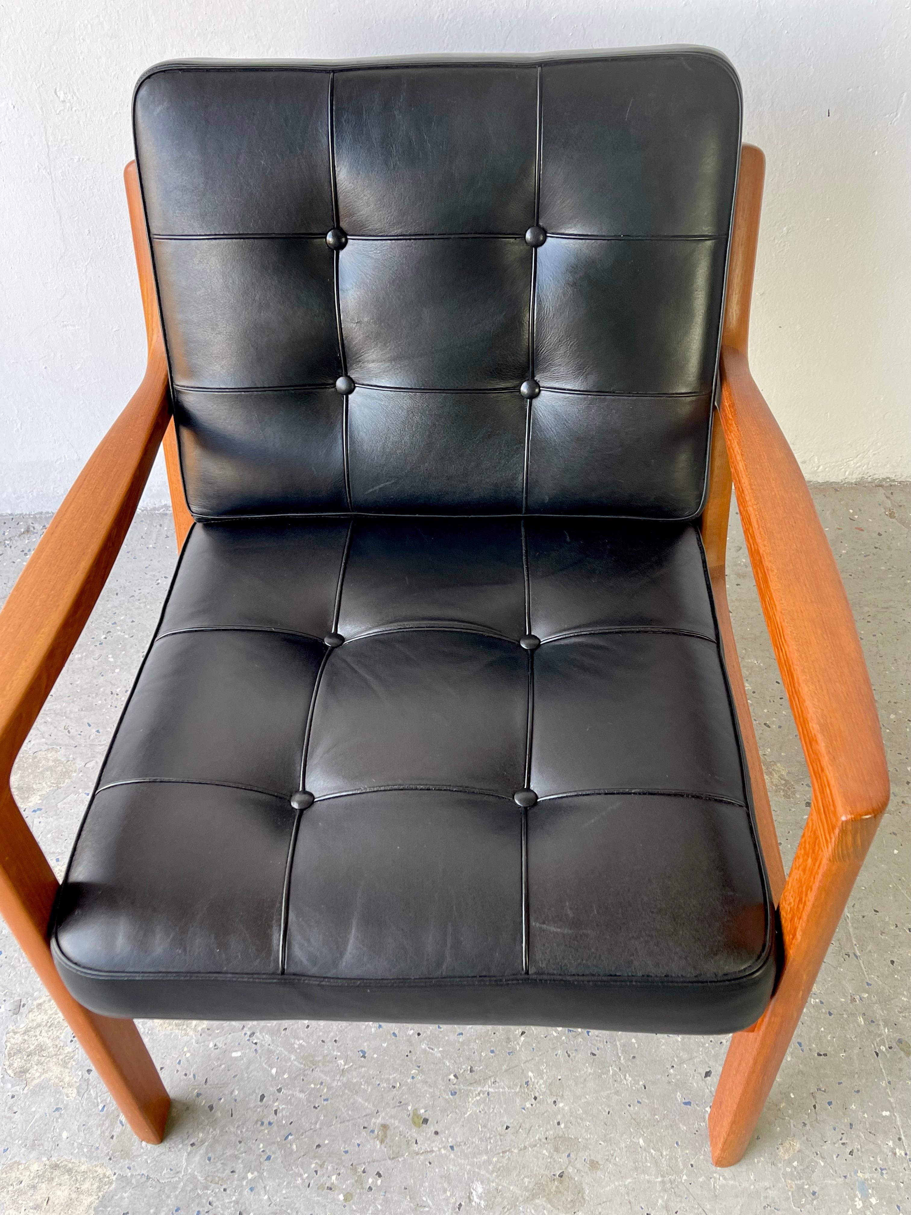 Mid Century France & Son Teak & Oxhide Leather lounge Chair Model 116 / Senator 1