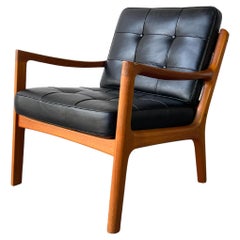 Mid Century France & Son Teak & Oxhide Leather lounge Chair Model 116 / Senator