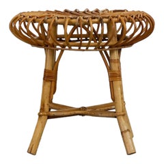 Mid-Century Franco Albini Attributed Low Bamboo Rattan Stool