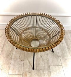 Midcentury Bamboo Side Table, Italian