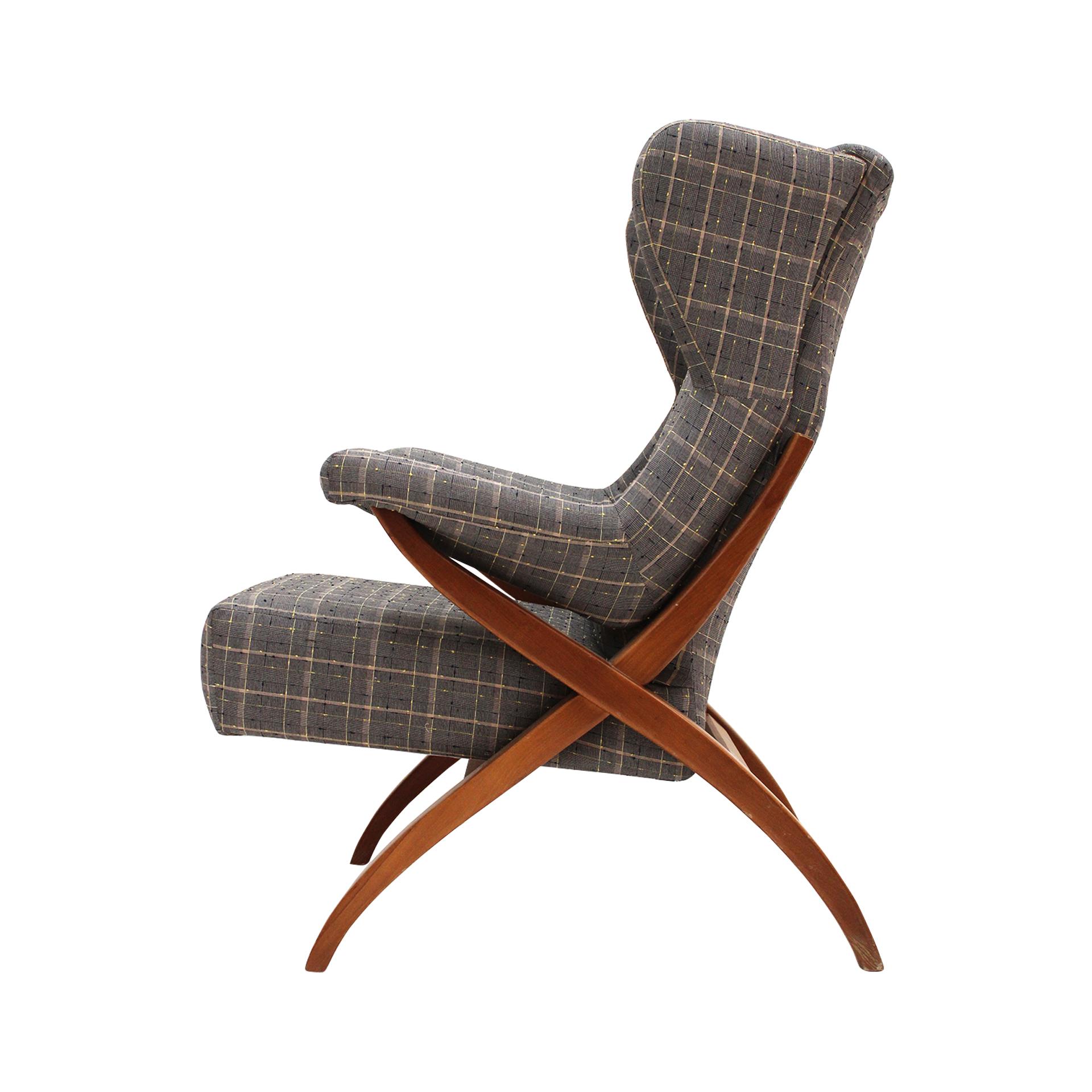 Mid-Century Franco Albini Fiorenza Grau Wolle und Esche Holz Italienisch 1950 Sessel im Zustand „Gut“ im Angebot in Madrid, ES