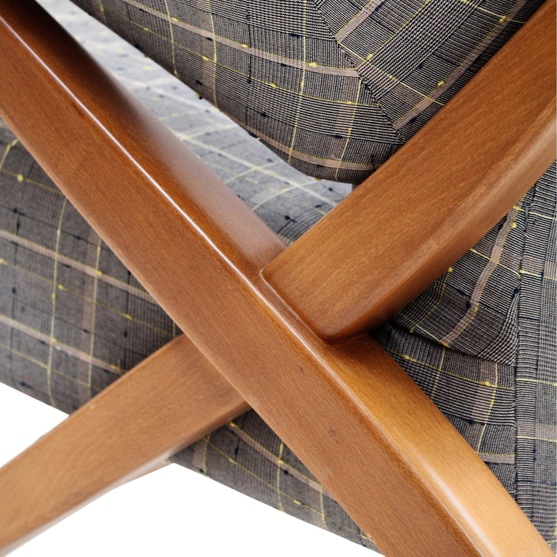 Mid-Century Franco Albini Fiorenza Grau Wolle und Esche Holz Italienisch 1950 Sessel im Angebot 1