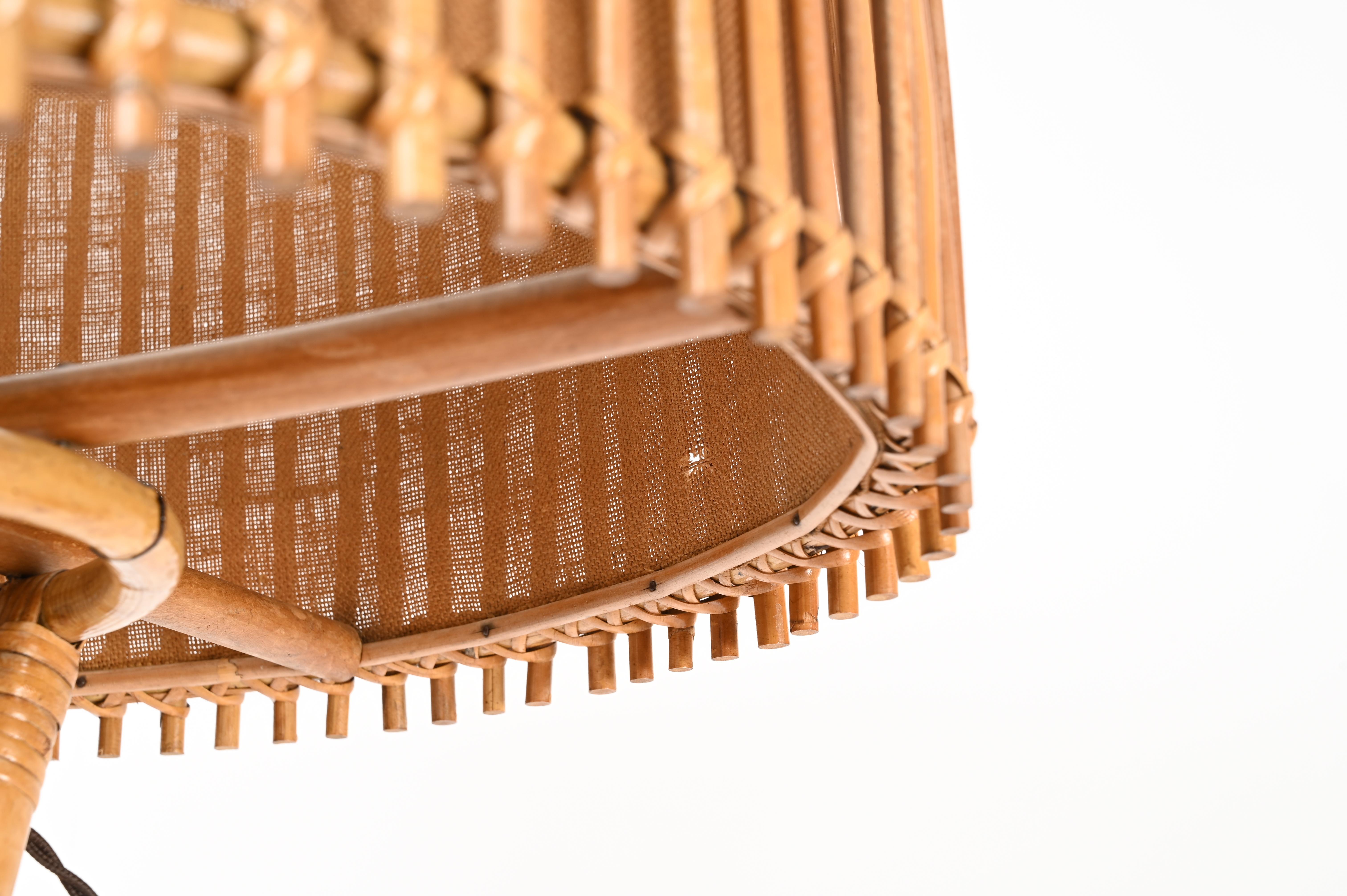 Lámpara de pie Franco Albini de bambú y ratán de mediados de siglo, Italia Años 60 en venta 4