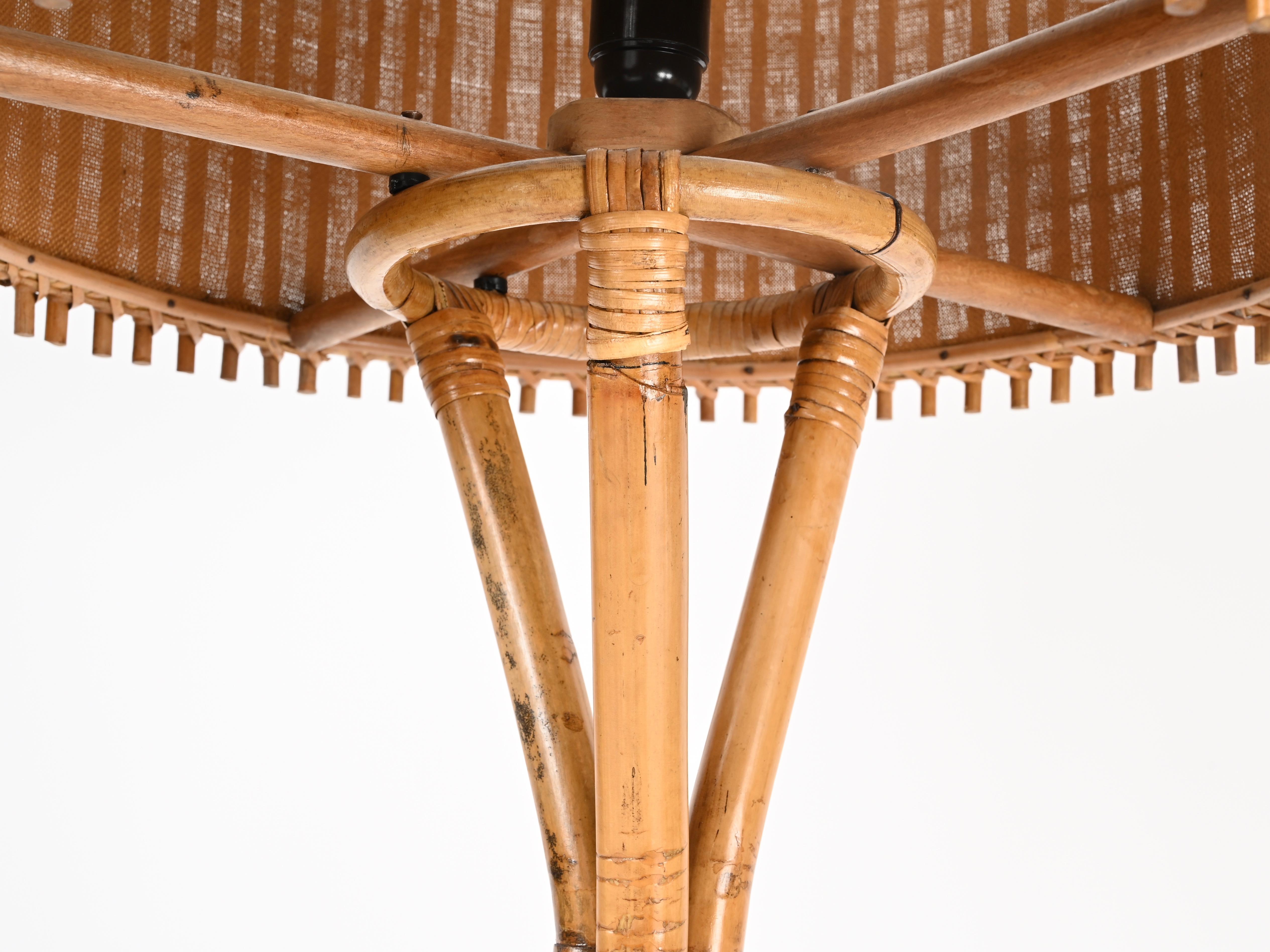 Lámpara de pie Franco Albini de bambú y ratán de mediados de siglo, Italia Años 60 en venta 5