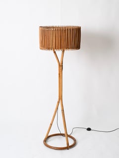 Franco Albini Stehleuchte aus Bambus und Rattan, Italien 1960er Jahre