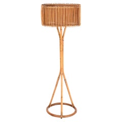 Mid-Century Franco Albini Floor Lamp in Bamboo and Rattan, Italy 1960s