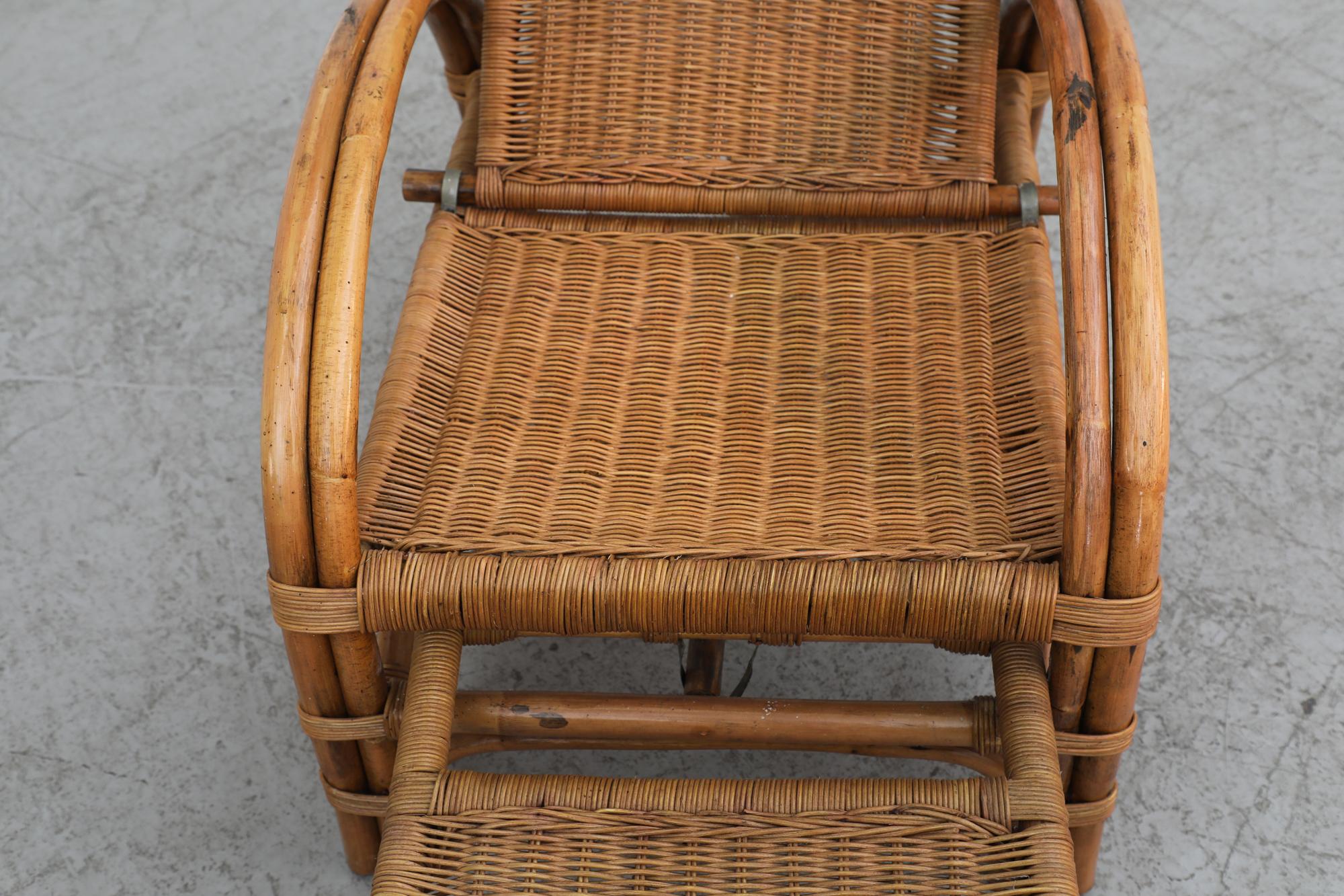 Mid-Century Franco Albini Inspired Bamboo Chaise Lounge Chair 12